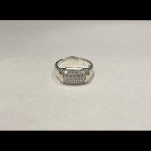 David Yurman Metro Pave Diamond 8mm cable band 18K & SS size 7